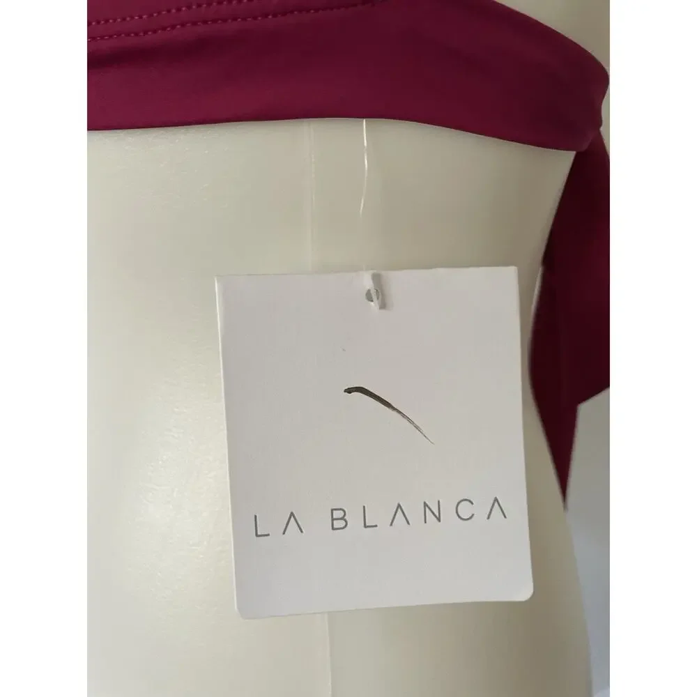 La Blanca Swim Bikini Top Plunge Triangle Cut Out Magenta Swimwear